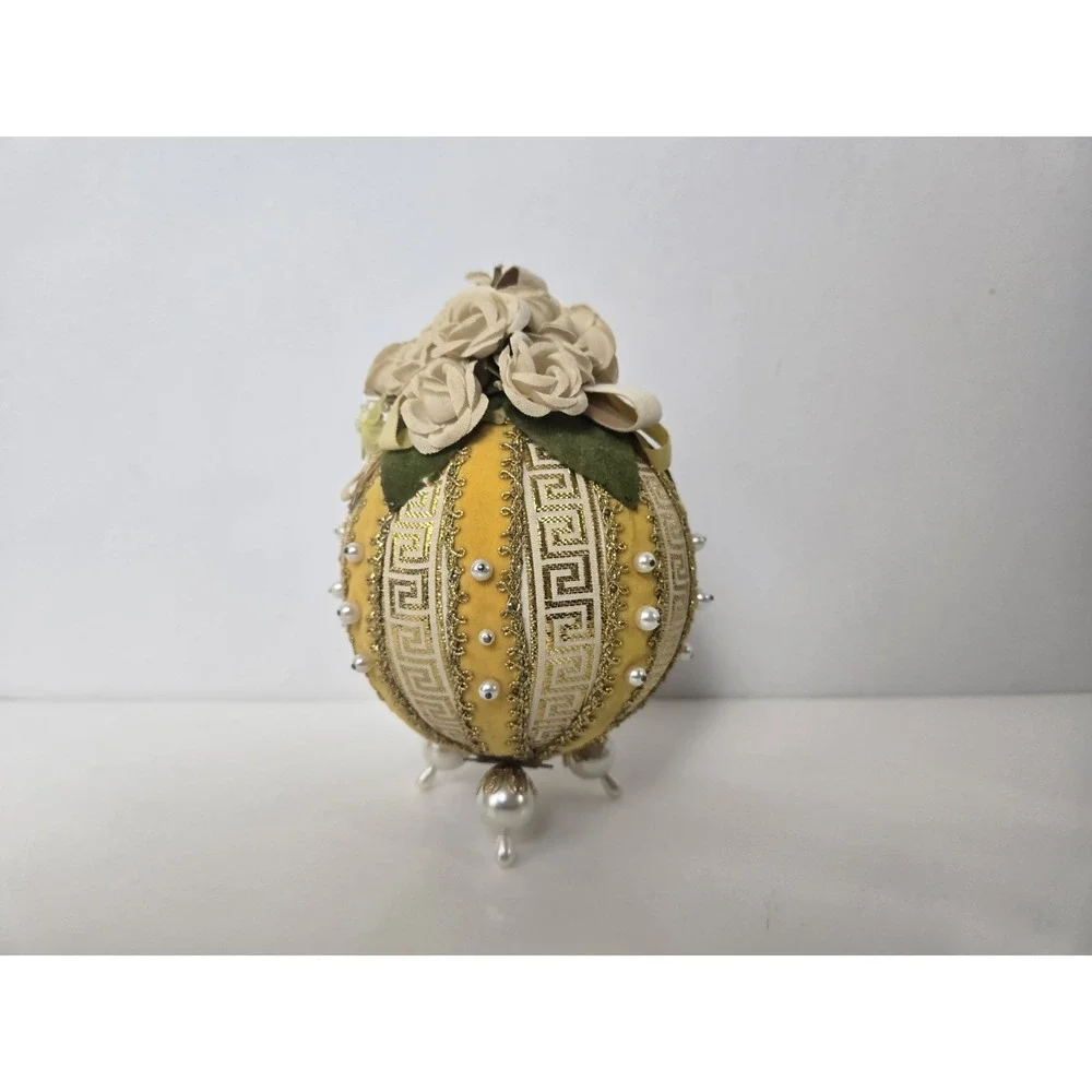 Vintage Christmas ornament push pin satin styrofoam ball large size rose